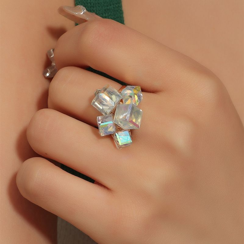 1 Piece Retro Square Alloy Austrian Crystal Women's Rings