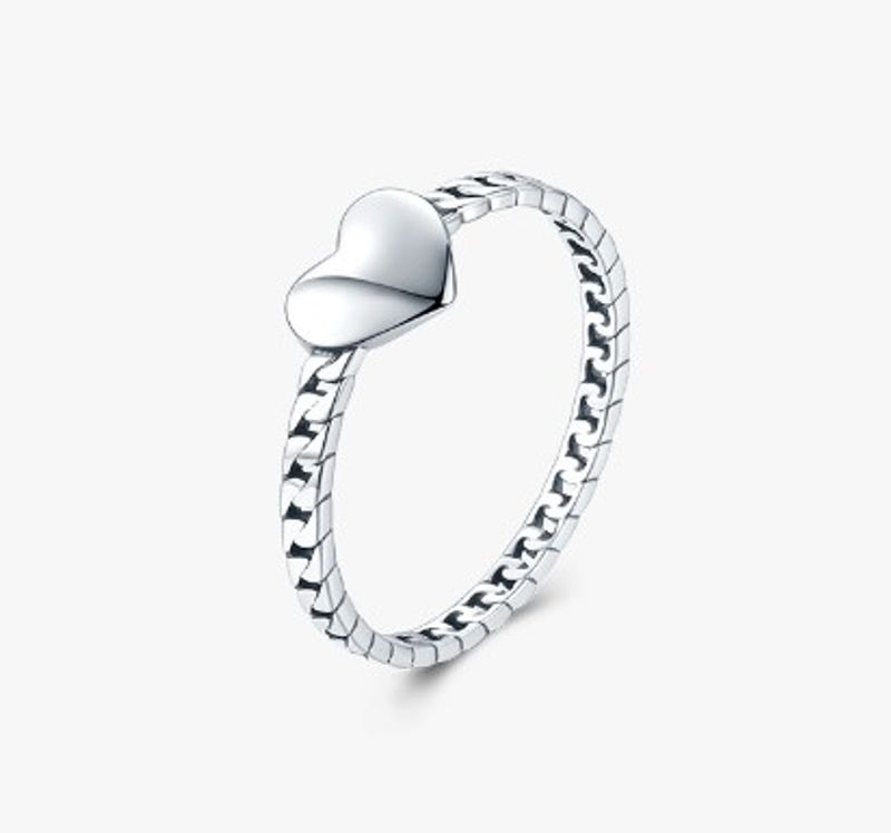 Mode Herzform Silber Polieren Ringe 1 Stück