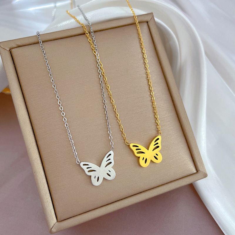 Elegant Butterfly Titanium Steel Plating Pendant Necklace