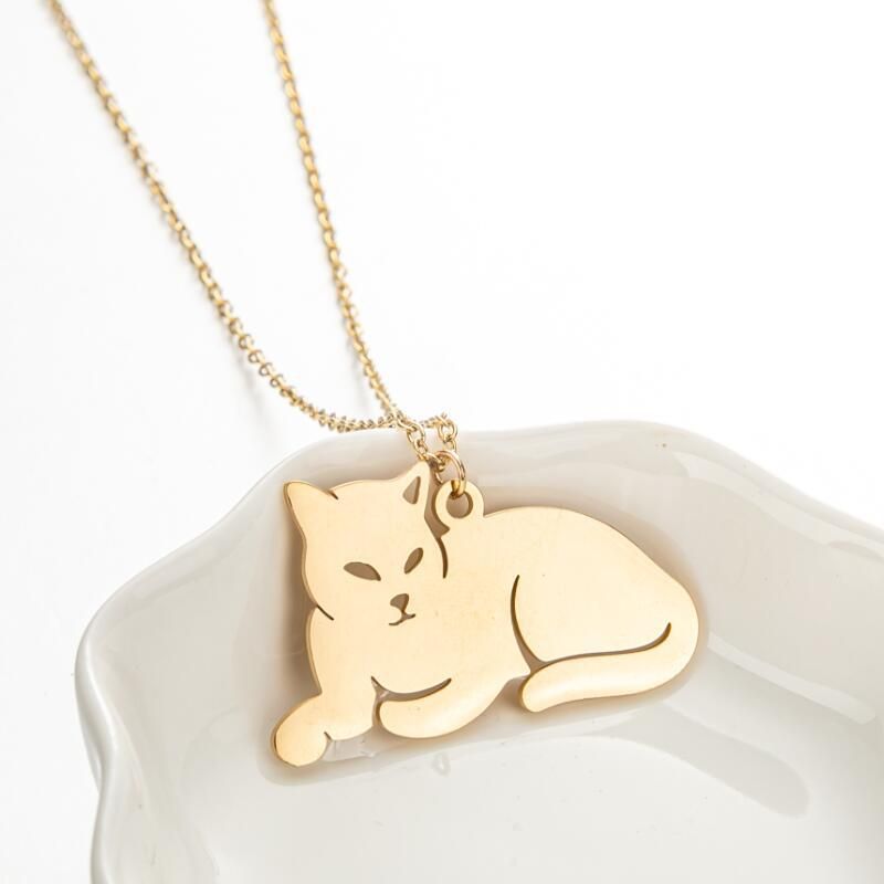 Stainless Steel Titanium Steel Fashion Plating Cat Pendant Necklace