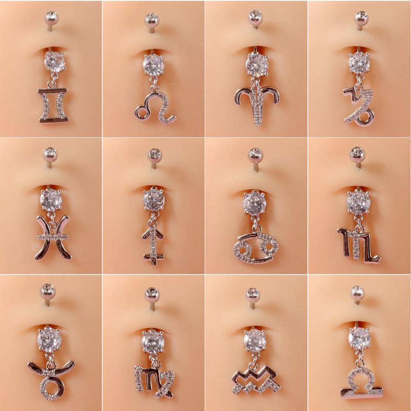 Fashion Constellation Stainless Steel Copper Inlay Zircon Belly Ring 1 Piece