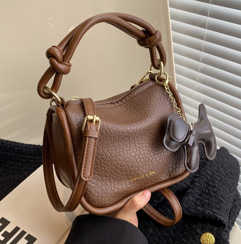 Women's Small All Seasons Pu Leather Solid Color Fashion Pillow Shape Zipper Handbag