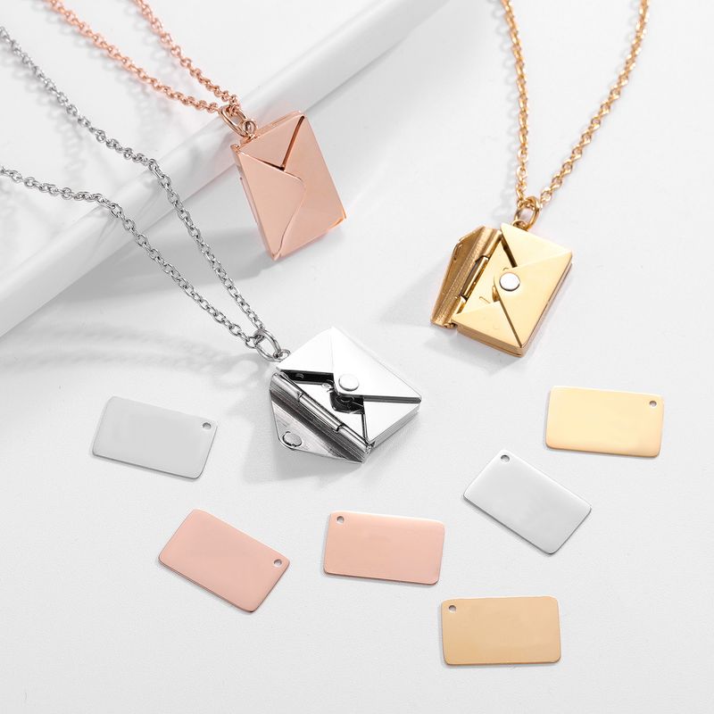 Mode Einfacher Stil Umschlag Brief Titan Stahl Carving Halskette