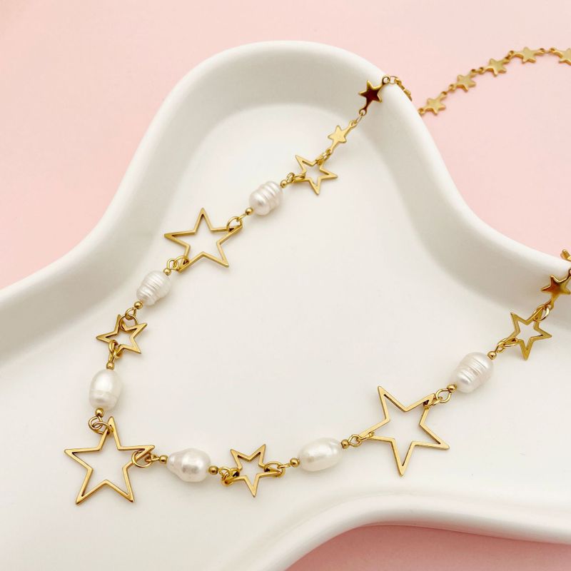 Fashion Star Stainless Steel Plating Chain Necklace 1 Piece