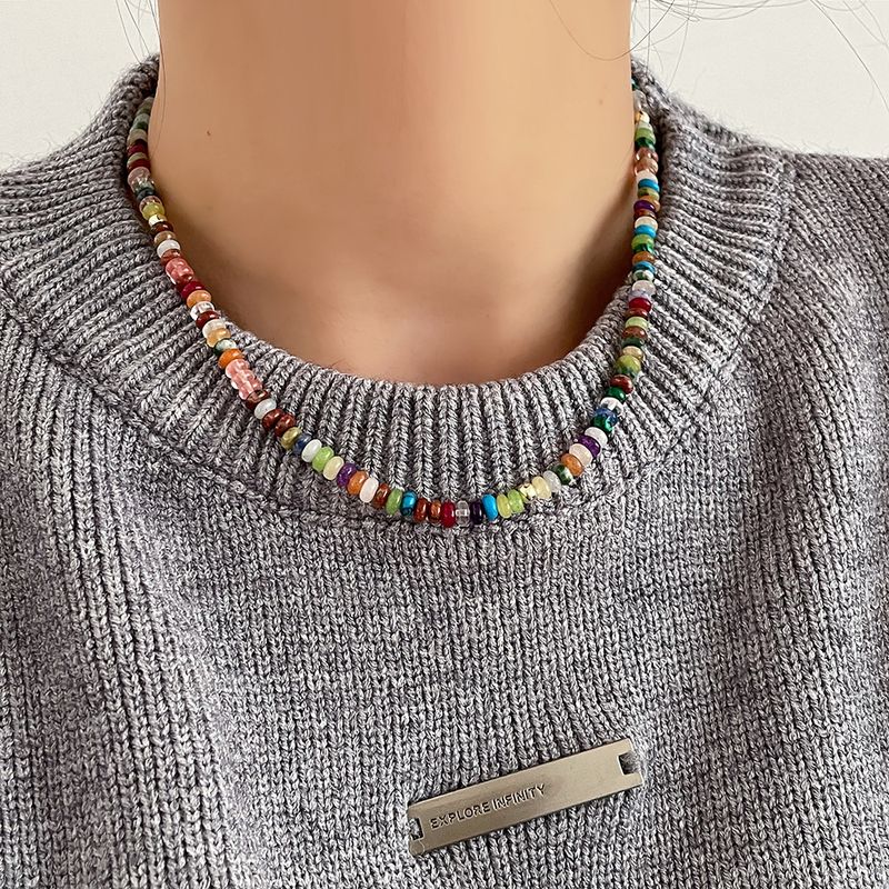 1 Stück Einfache Stil Farbe Block Samen Perlen Perlen Frauen Halskette