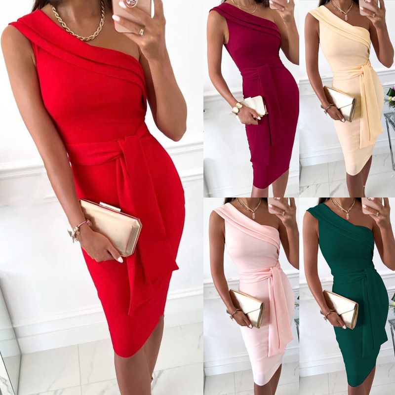 Women's Pencil Skirt Elegant Strapless Backless Sleeveless Solid Color Knee-length Party