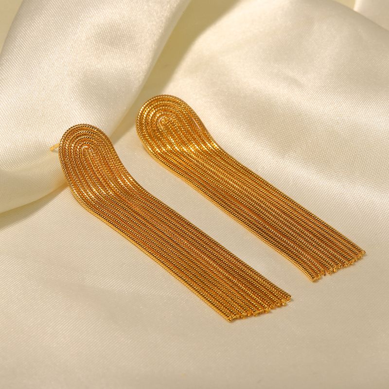 1 Pair Simple Style Geometric Plating Stainless Steel 18k Gold Plated Drop Earrings