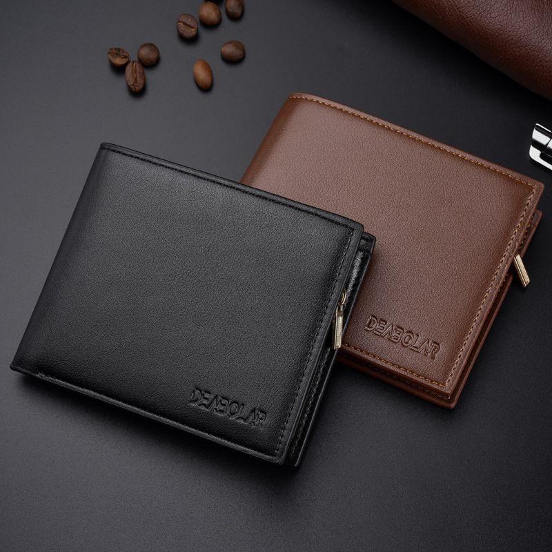 Men's Solid Color Pu Leather Open Wallets