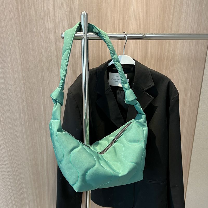 Women's Small Spring&summer Nylon Solid Color Basic Dumpling Shape Zipper Underarm Bag