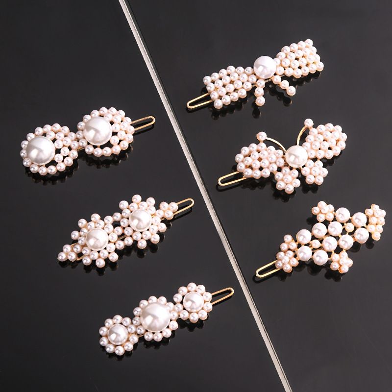 Fashion Butterfly Bow Knot Imitation Pearl Alloy Hair Clip 1 Piece