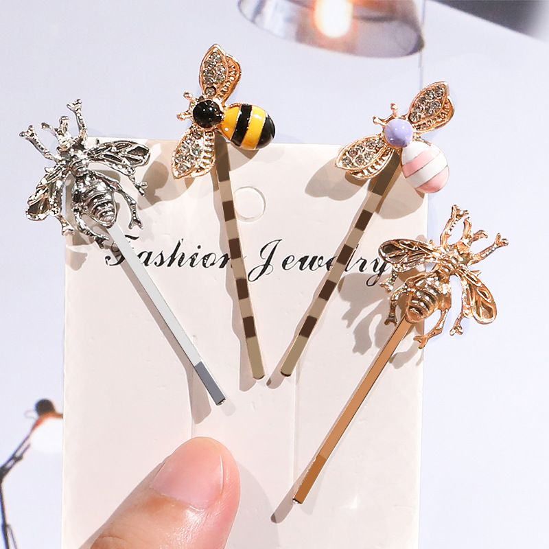 Fashion Flower Bee Metal Inlay Rhinestones Hair Clip 1 Piece