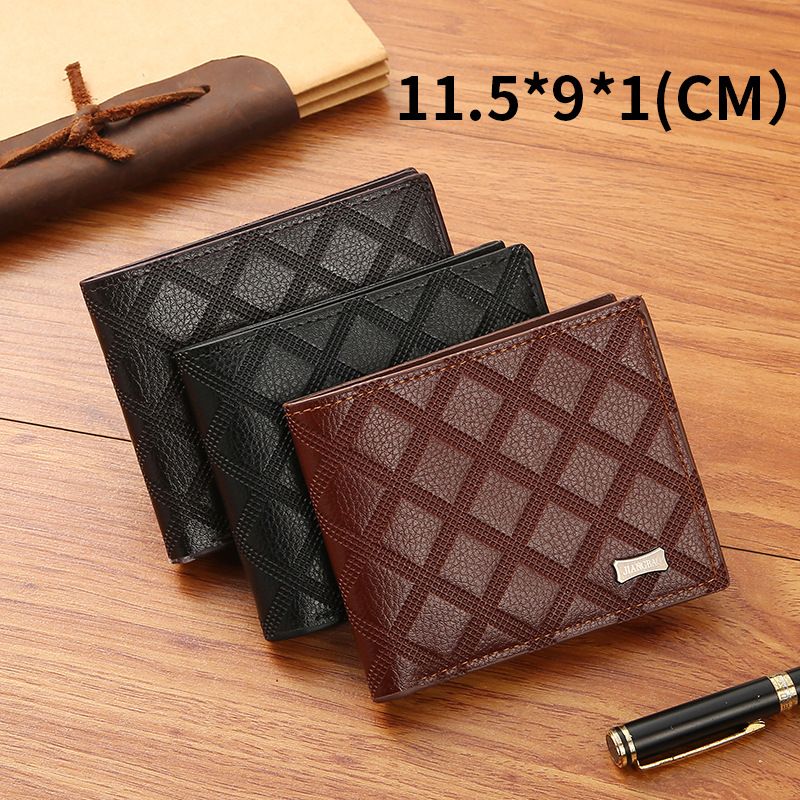 Men's Lingge Pu Leather Open Wallets