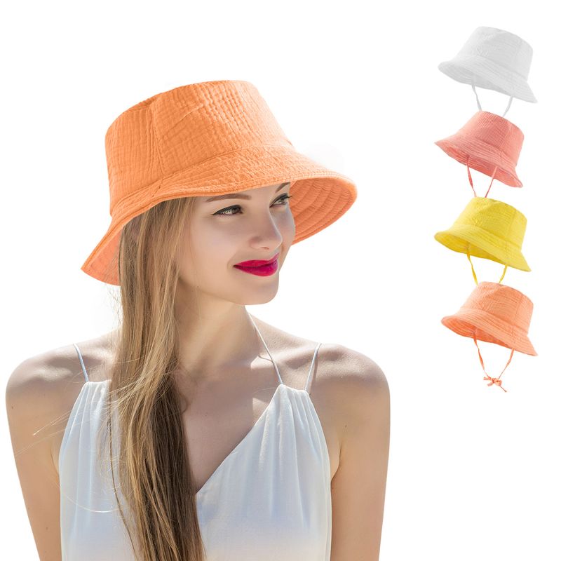 Women's Fashion Solid Color Printing Wide Eaves Bucket Hat