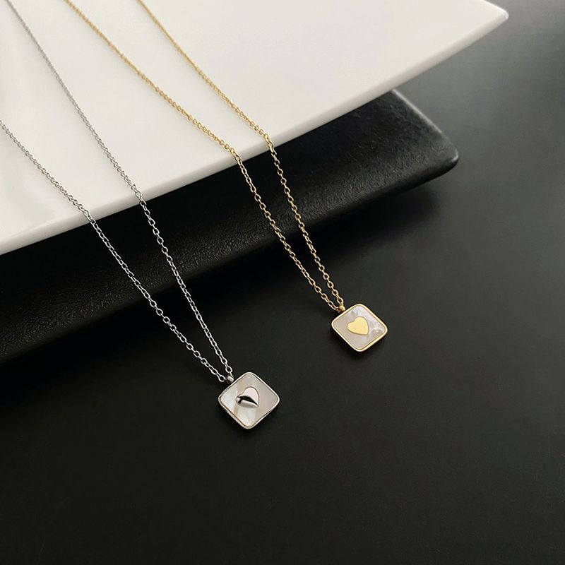 Sweet Heart Shape Titanium Steel Plating Shell Pendant Necklace