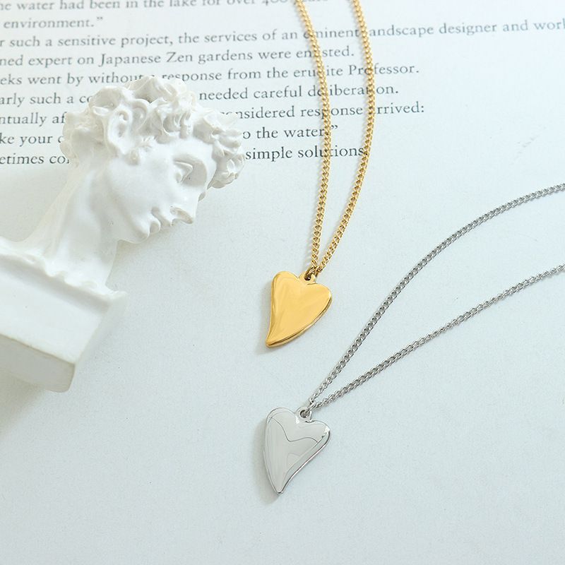 Fashion Heart Shape Titanium Steel Plating Pendant Necklace 1 Piece