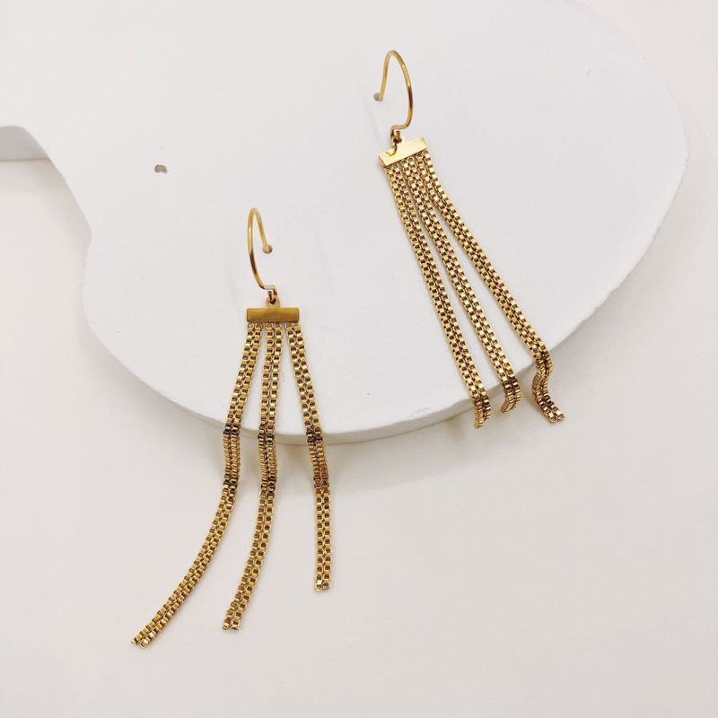 Fashion Tassel Stainless Steel Plating Drop Earrings 1 Pair