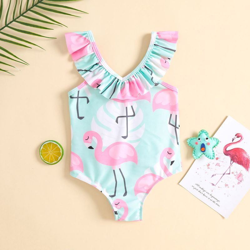 Girl's Vacation Flamingo Polyester One Pieces