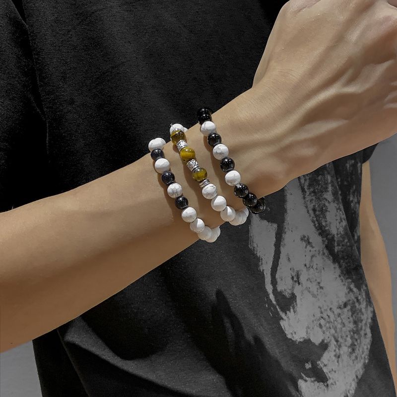 Rétro Géométrique Marbre Perlé Hommes Bracelets