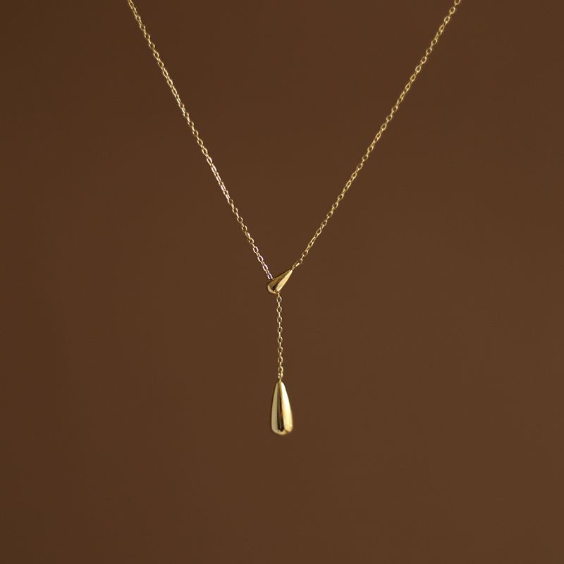 Fashion Water Droplets Titanium Steel Plating Pendant Necklace 1 Piece