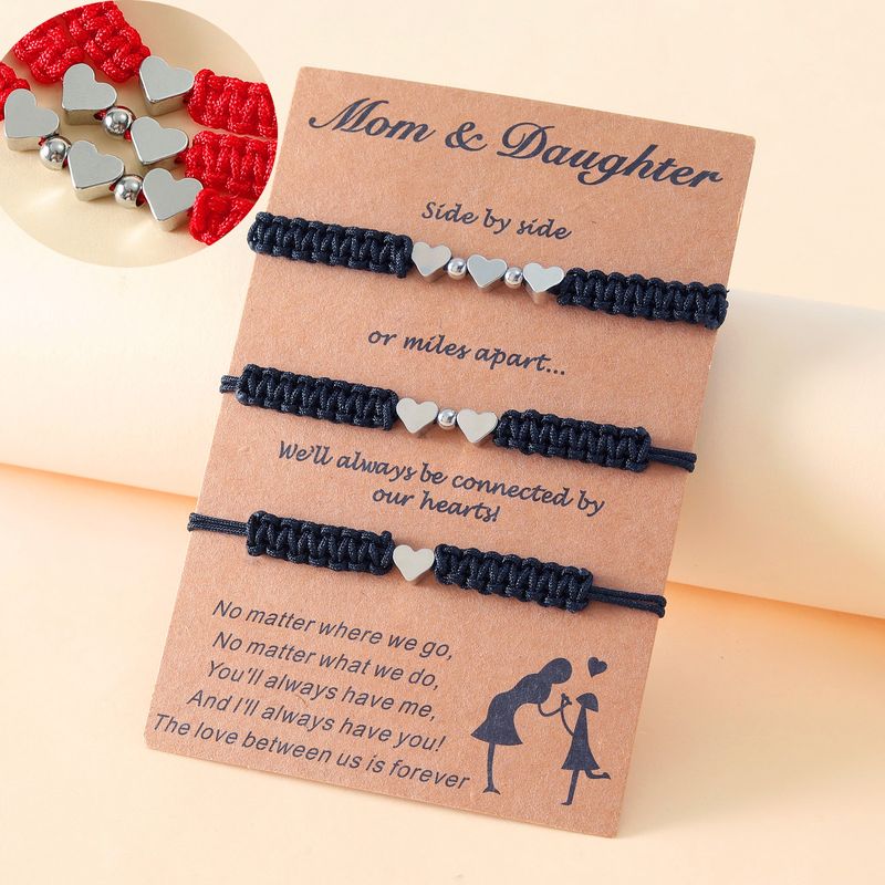 3 Pieces Fashion Heart Shape Rope Copper Knitting Plating Women's Bracelets