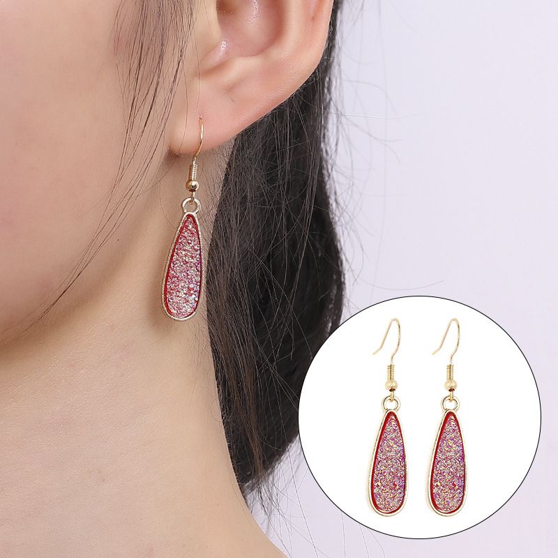 1 Pair Simple Style Water Droplets Alloy Resin Patchwork Women's Drop Earrings