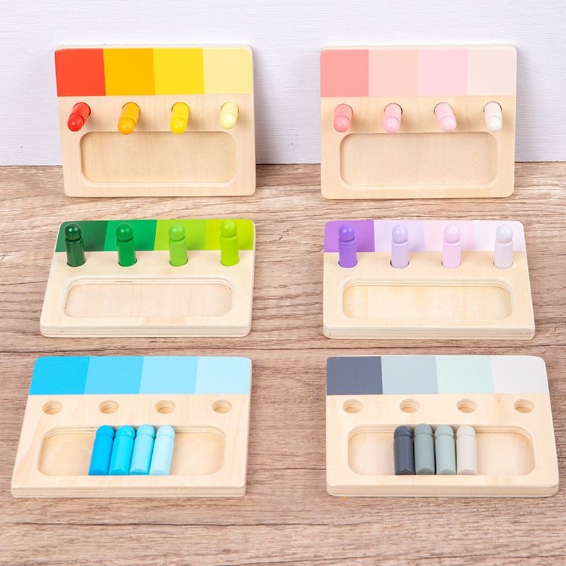 Montessori Color Wooden Plugboards Color Resolution Teaching Aids Children's Wooden Toy