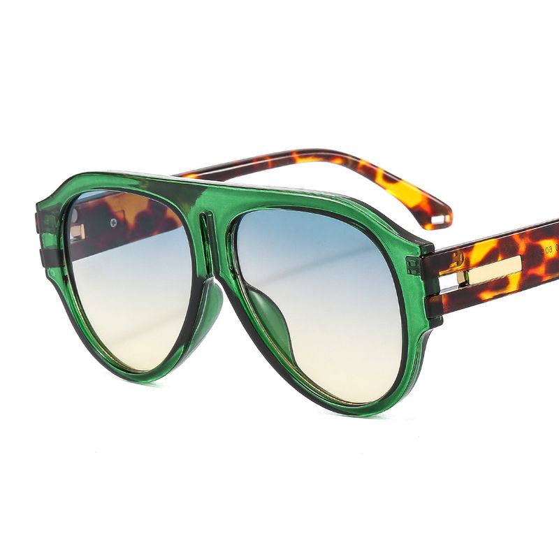 Retro Leopard Pc Oval Frame Patchwork Full Frame Women's Sunglasses
