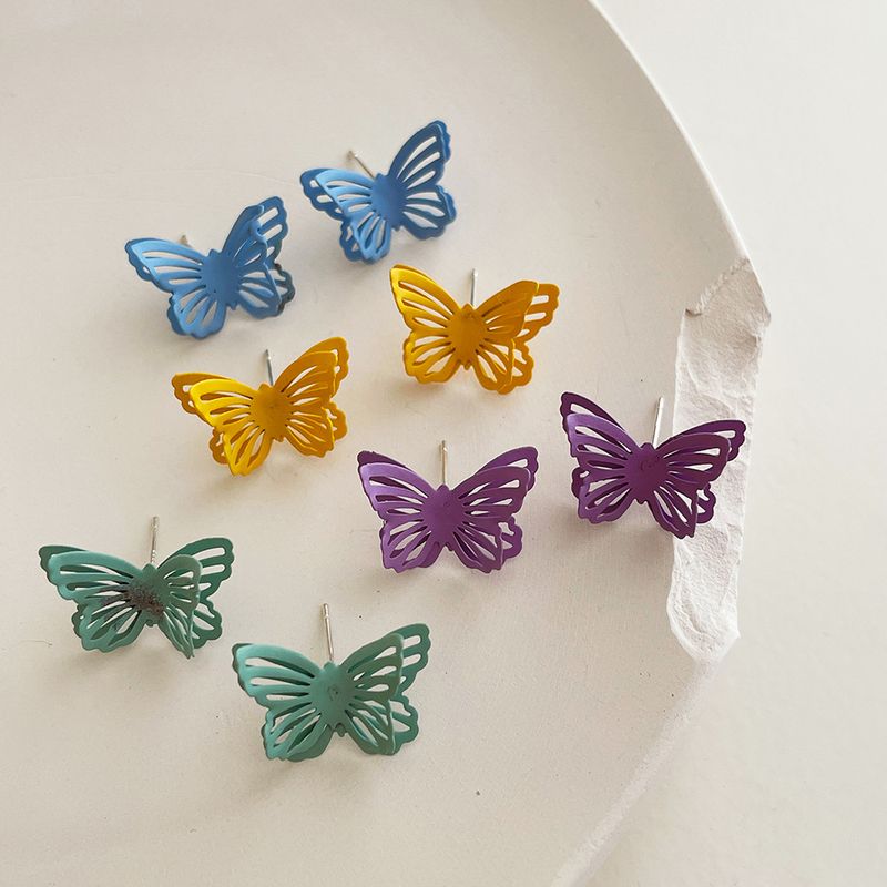 1 Paar Mode Schmetterling Metall Überzug Frau Ohrstecker
