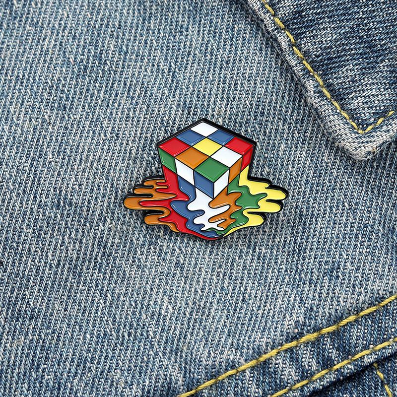 Fashion Rubik's Cube Alloy Plating Unisex Brooches