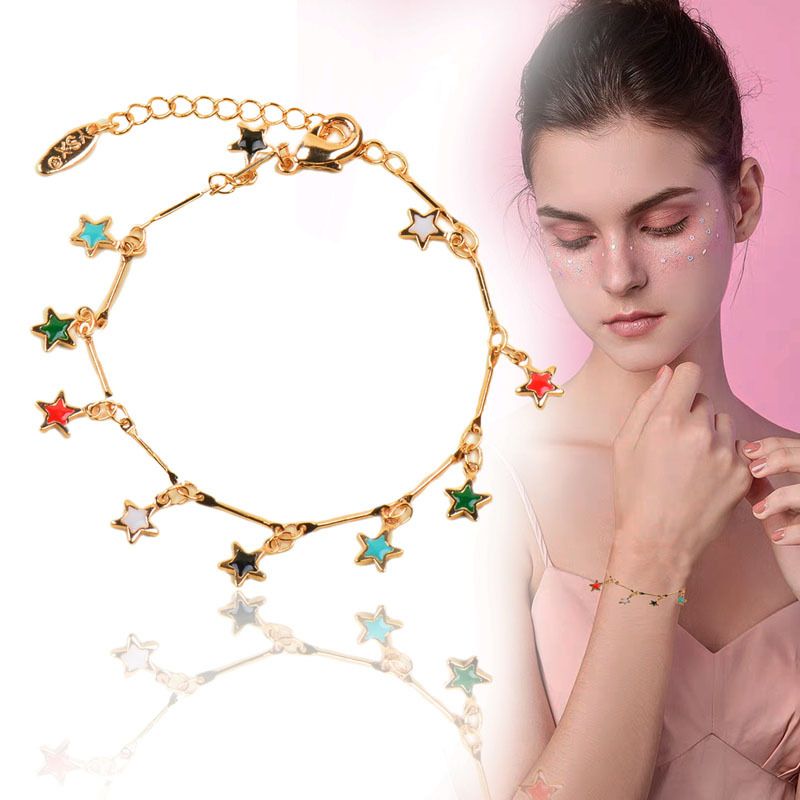 1 Piece Simple Style Sun Star Alloy Enamel Plating Women's Bracelets
