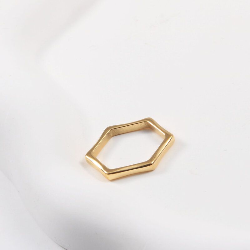 Simple Style Hexagon Titanium Steel Plating Rings