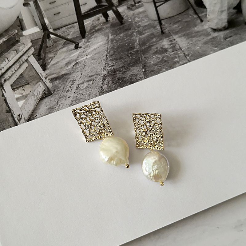 1 Pair Streetwear Square Alloy Pearl 18k Gold Plated Women's Drop Earrings