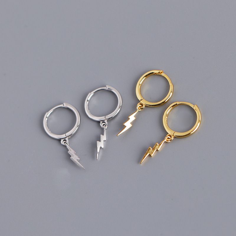 Mode Foudre Argent Sterling Placage Boucles D'oreilles 1 Paire