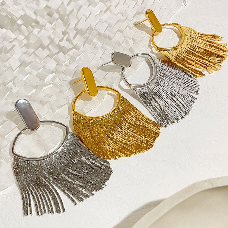 Simple Style Tassel Copper Plating Drop Earrings 1 Pair