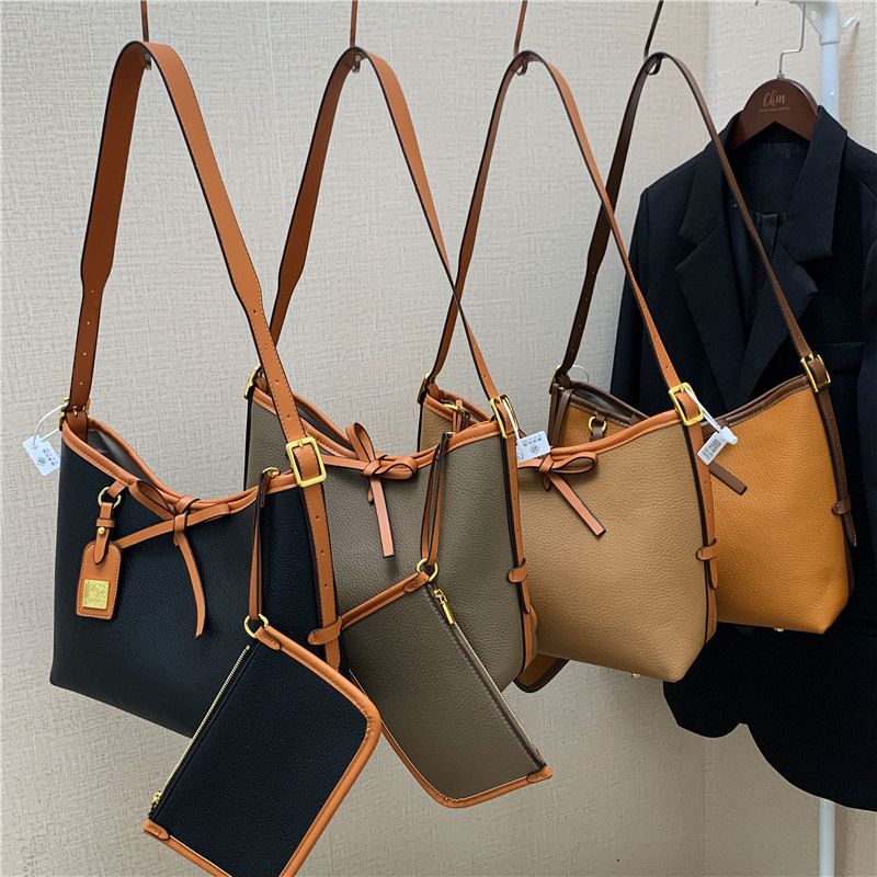 Women's Large Autumn Pu Leather Solid Color Vintage Style Square String Bag Sets