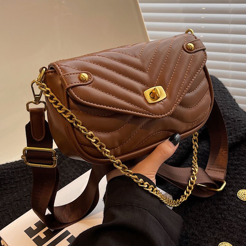 Women's All Seasons Pu Leather Solid Color Fashion Square Lock Clasp Square Bag