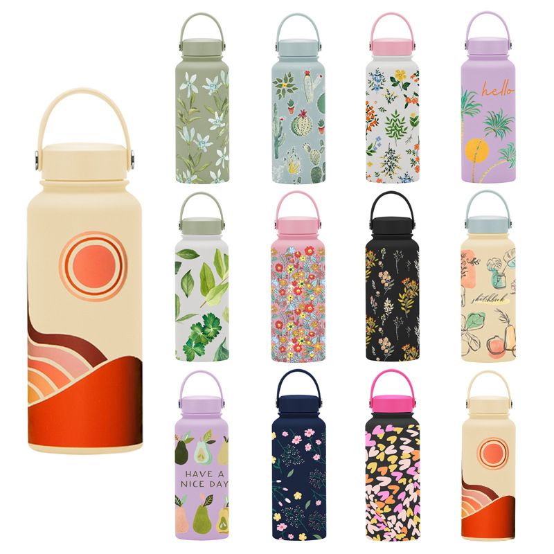 Retro Flower Stainless Steel Thermos Cup 1 Piece