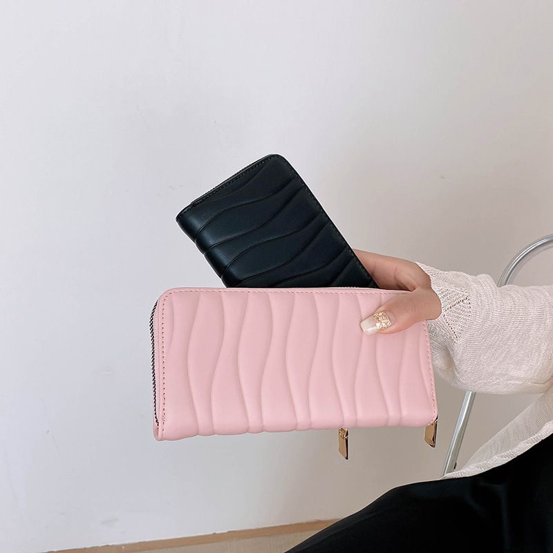 Women's Solid Color Pu Leather Zipper Wallets