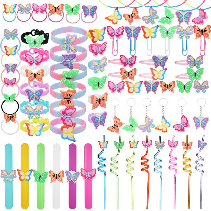 Ensemble De Cadeaux De Fête En Pvc Papillon Style Dessin Animé Bijoux Pour Enfants 1 Pièce