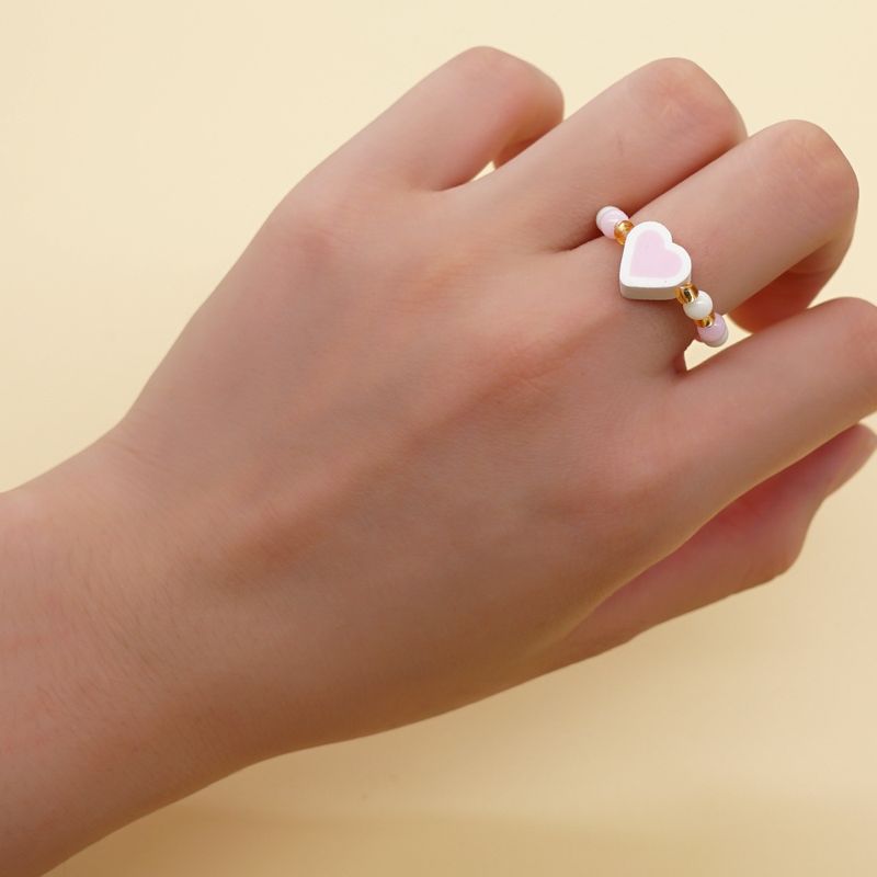 1 Stück Einfacher Stil Herzform Perlen Weichen Lehm Patchwork Unisex Ringe