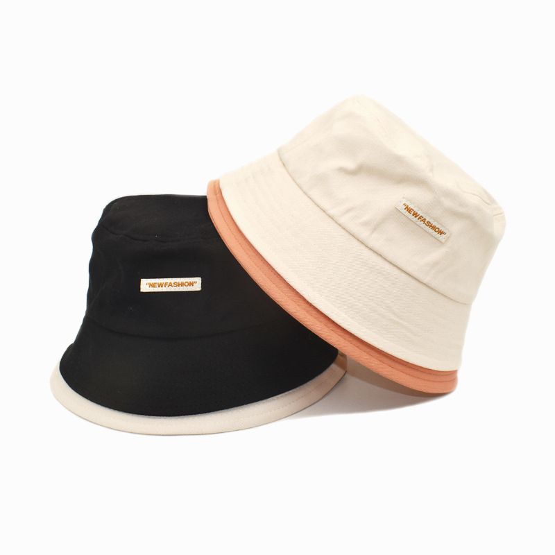 Women's Basic Color Block Wide Eaves Bucket Hat