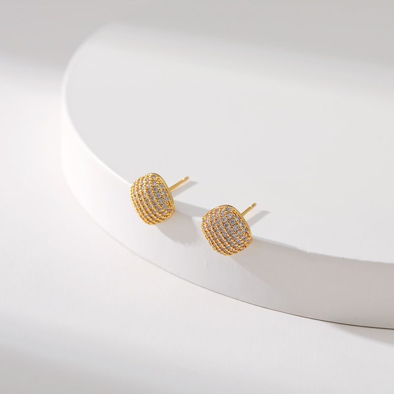 Fashion Geometric Copper Plating Zircon Ear Studs 1 Pair