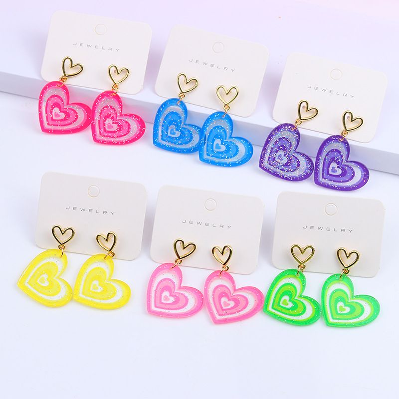 1 Pair Sweet Heart Shape Arylic Hollow Out Valentine's Day Women's Earrings