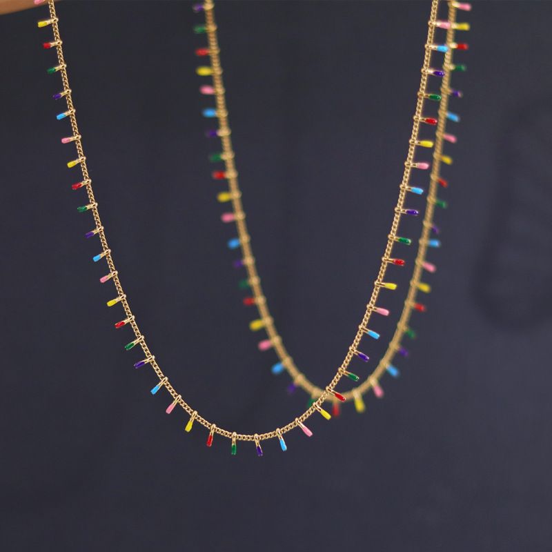 Fashion Multicolor Titanium Steel Epoxy Necklace 1 Piece