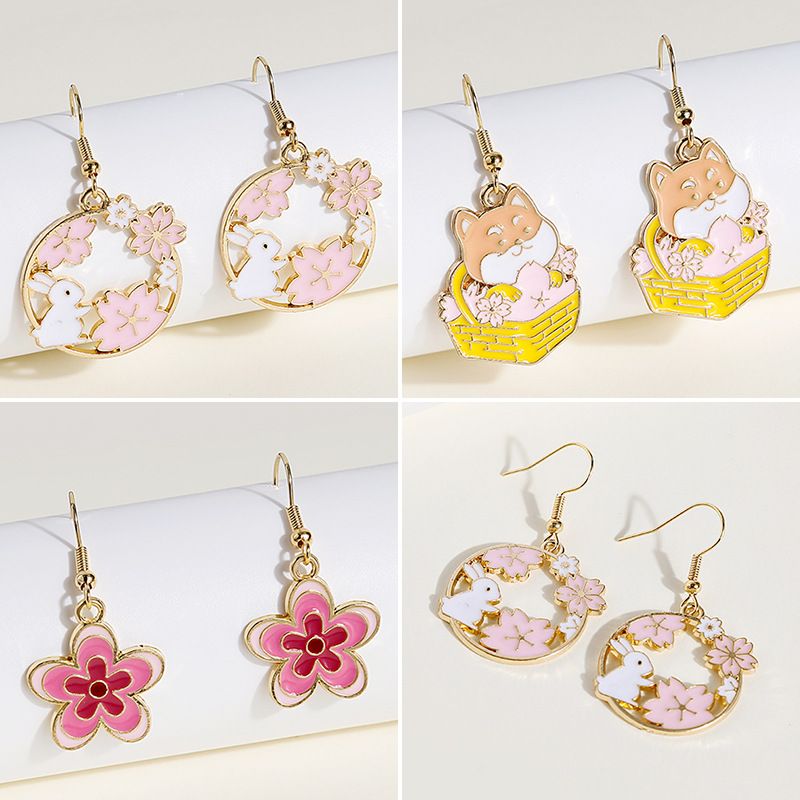 1 Pair Cartoon Style Rabbit Dog Alloy Women's Earrings