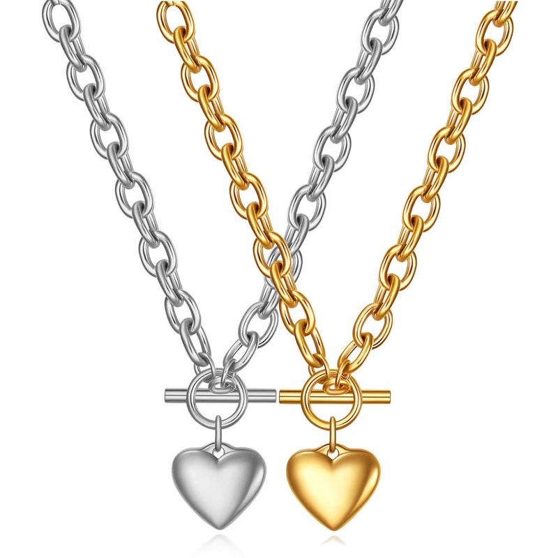 Simple Style Heart Shape Titanium Steel Plating Pendant Necklace 1 Piece