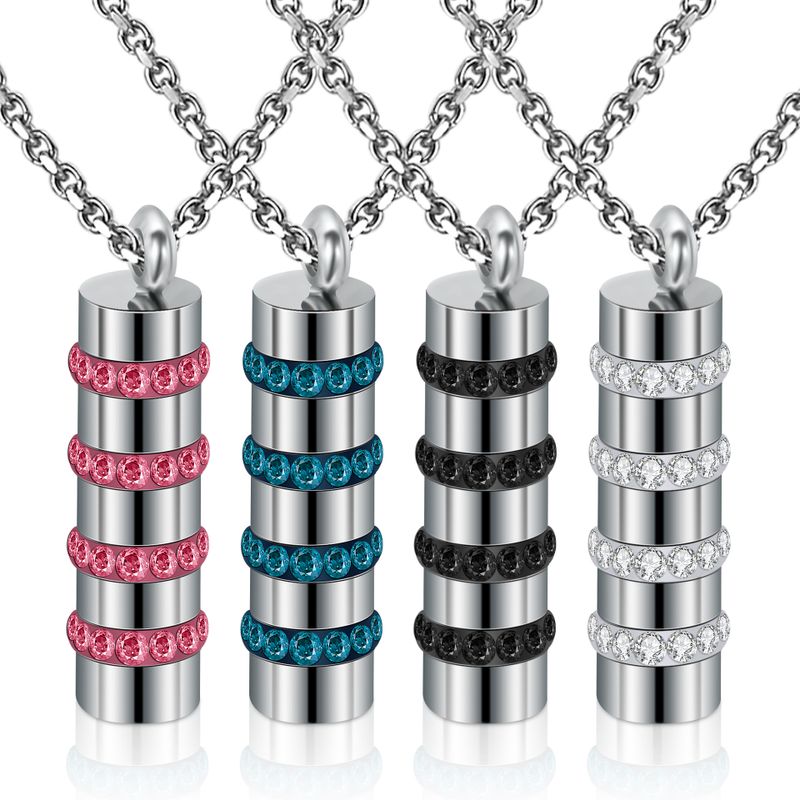 Fashion Geometric Titanium Steel Inlay Artificial Gemstones Necklace 1 Piece