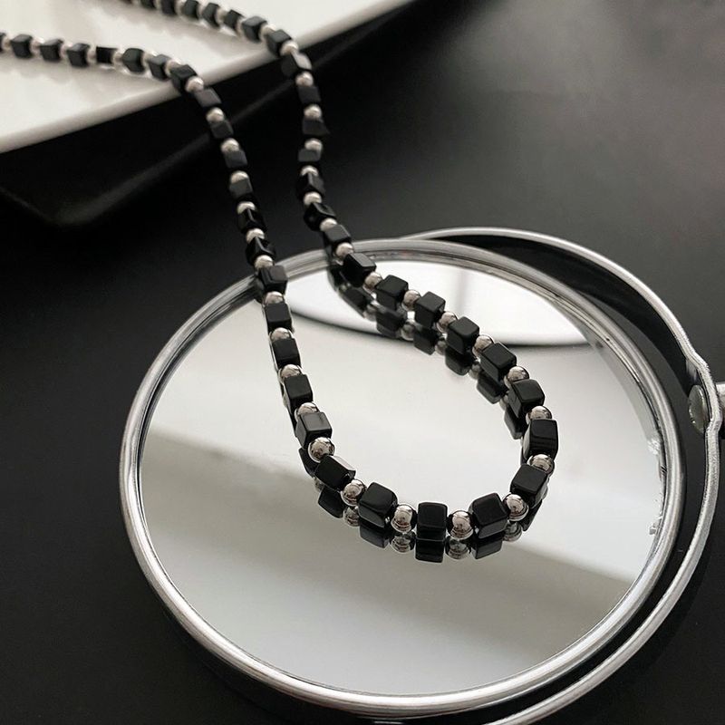 Simple Style Titanium Steel Beaded Plating Necklace 1 Piece
