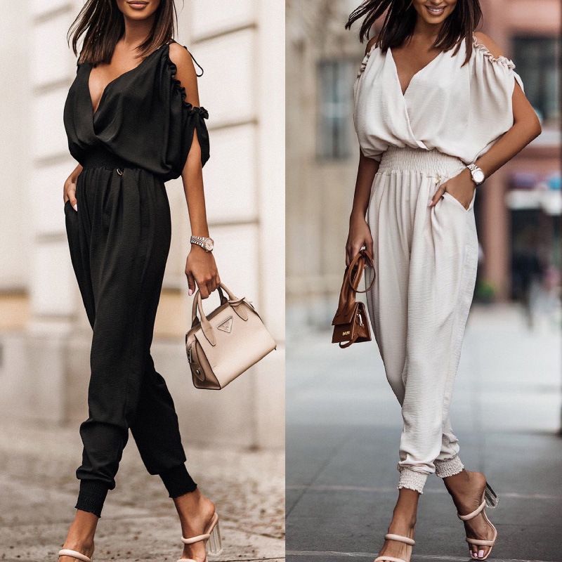 Women's Daily Street Fashion Solid Color Full Length Casual Pants Jumpsuits