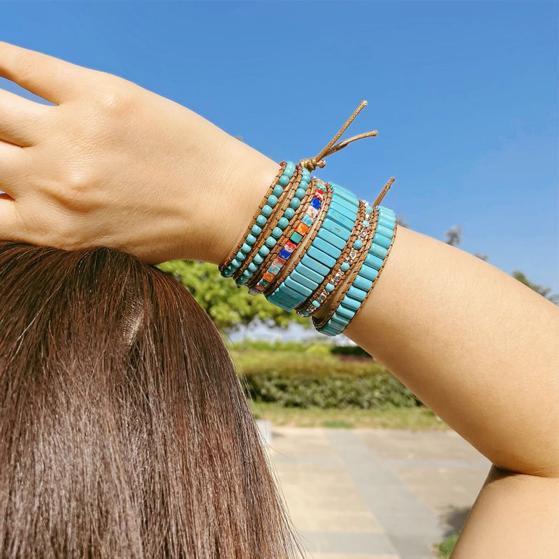 1 Piece Ethnic Style Colorful Turquoise Beaded Unisex Bracelets